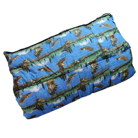 Vintage Wenzel Bald Eagle Mountain Print Sleeping Bag Zip Up Made in Canada AOP - Picture 1 of 7